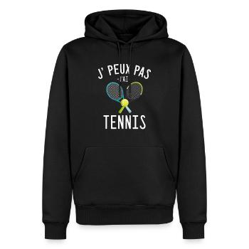 J'peux pas j'ai tennis cadeau humour sport tennis - Sweat à capuche Premium bio Homme - noir - Devant - Nico (187cm)