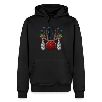 Drôle Bowling Ugly Christmas T-Shirt Elf Hat Noël - Sweat à capuche Premium bio Homme - noir - Devant - Nico (187cm)