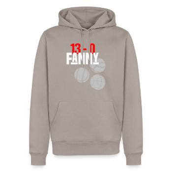 fanny 13 0 Idée cadeau original pour petanqueur. - Sweat à capuche Premium bio Homme - taupe - Devant - Nico (187cm)