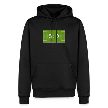 5 : 0 - 50 anniversaire 50 ans de football - Sweat à capuche Premium bio Homme - noir - Devant - Nico (187cm)