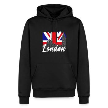 London - Männer Premium Bio Hoodie - Schwarz - Vorne - Nico (187cm)
