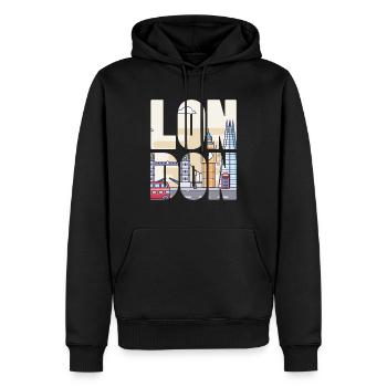 London - Männer Premium Bio Hoodie - Schwarz - Vorne - Nico (187cm)