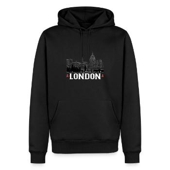 London - Männer Premium Bio Hoodie - Schwarz - Vorne - Nico (187cm)