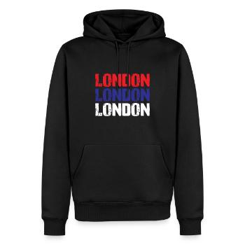 London - Männer Premium Bio Hoodie - Schwarz - Vorne - Nico (187cm)