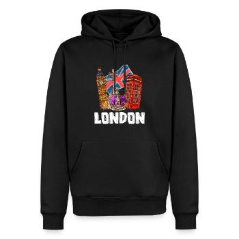 London - Männer Premium Bio Hoodie - Schwarz - Vorne - Nico (187cm)