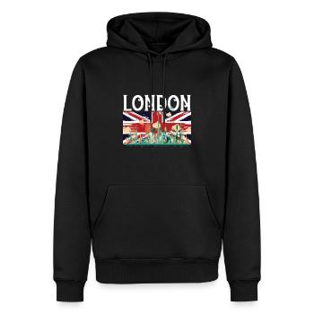 London - Männer Premium Bio Hoodie - Schwarz - Vorne - Nico (187cm)