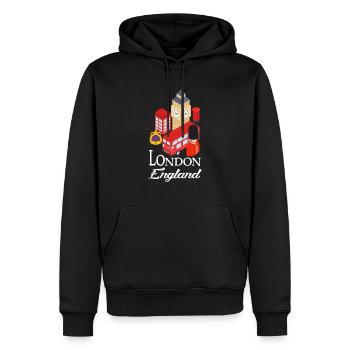 London - Männer Premium Bio Hoodie - Schwarz - Vorne - Nico (187cm)