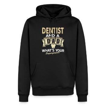 Funny Dentist And A Dad What's Your Superpower? - Männer Premium Bio Hoodie - Schwarz - Vorne - Nico (187cm)