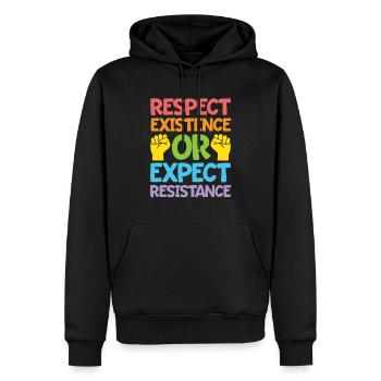 Respect Existence Or Expect Resistance - Men’s Premium Organic Hoodie - black - Front - Nico (187cm)