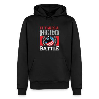 It takes a hero to be one of those men who goes - Men’s Premium Organic Hoodie - black - Front - Nico (187cm)