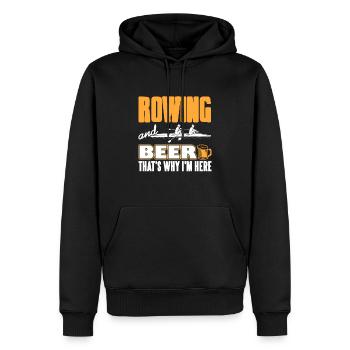Rowing And A Beer That's Why I'm Here T-Shirt - Men’s Premium Organic Hoodie - black - Front - Nico (187cm)