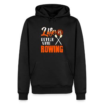 Life Is Better With Rowing T-Shirt Present Gift - Men’s Premium Organic Hoodie - black - Front - Nico (187cm)