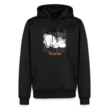 papa licorne - Sweat à capuche Premium bio Homme - noir - Devant - Nico (187cm)