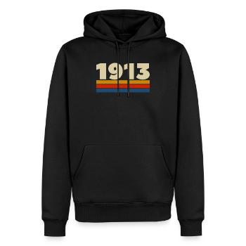 1913 T-Shirt Oldschool - Männer Premium Bio Hoodie - Schwarz - Vorne - Nico (187cm)