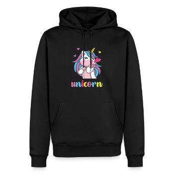 Licorne Douce Licorne - Sweat à capuche Premium bio Homme - noir - Devant - Nico (187cm)