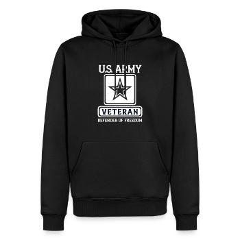 Veteran Verteidiger der Freiheit - Männer Premium Bio Hoodie - Schwarz - Vorne - Nico (187cm)