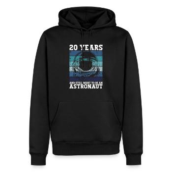 20e anniversaire Astronaute 20 ans d’espace - Sweat à capuche Premium bio Homme - noir - Devant - Nico (187cm)