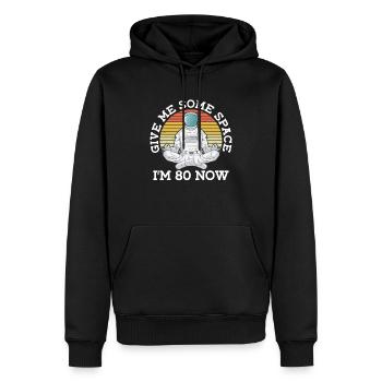 80e anniversaire Astronaute 80 ans d’espace - Sweat à capuche Premium bio Homme - noir - Devant - Nico (187cm)