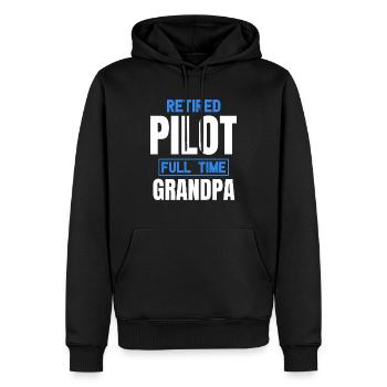 Grand-père pilote à temps plein à la retraite - Sweat à capuche Premium bio Homme - noir - Devant - Nico (187cm)