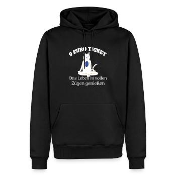 9 Euro Ticket Das Leben in vollen Zügen genießen - Männer Premium Bio Hoodie - Schwarz - Vorne - Nico (187cm)