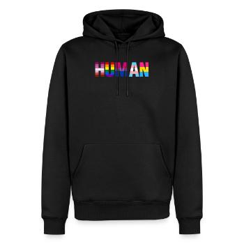 Human LGBT Flag Gay Pride Transgender Rainbow - Men’s Premium Organic Hoodie - black - Front - Nico (187cm)