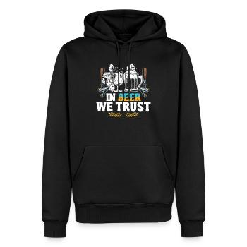 In beer we trust - Men’s Premium Organic Hoodie - black - Front - Nico (187cm)