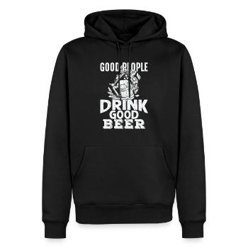 Gute Leute trinken gutes Bier - Männer Premium Bio Hoodie - Schwarz - Vorne - Nico (187cm)