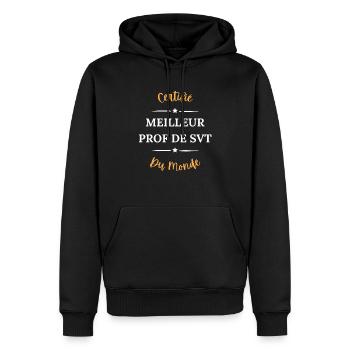 Certifié meilleur prof de svt du monde - Sweat à capuche Premium bio Homme - noir - Devant - Nico (187cm)