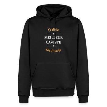 Certifié meilleur caviste du monde - Sweat à capuche Premium bio Homme - noir - Devant - Nico (187cm)