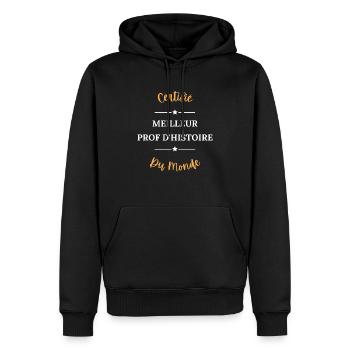 Certifié meilleur prof d'histoire du monde - Sweat à capuche Premium bio Homme - noir - Devant - Nico (187cm)