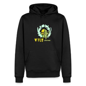GORILLA WILD UND FREI - Männer Premium Bio Hoodie - Schwarz - Vorne - Nico (187cm)