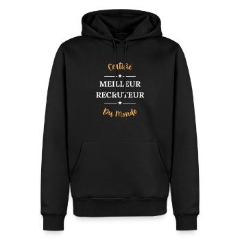 Certifié meilleur recruteur du monde - Sweat à capuche Premium bio Homme - noir - Devant - Nico (187cm)