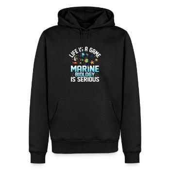 La vie est un jeu La biologie marine est sérieuse Ocean Stu - Sweat à capuche Premium bio Homme - noir - Devant - Nico (187cm)