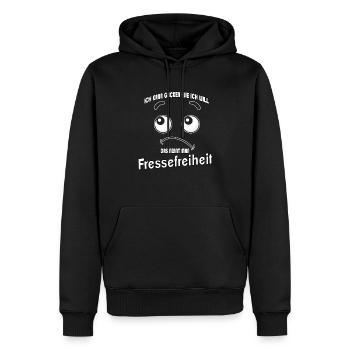 Ich kann gucken wie ich will - Fressefreiheit! - Männer Premium Bio Hoodie - Schwarz - Vorne - Nico (187cm)