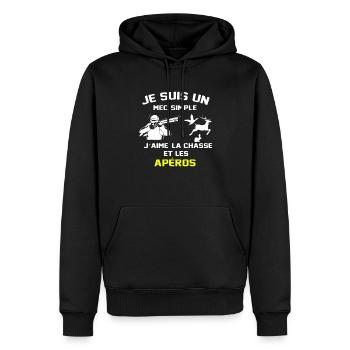 mec homme - Sweat à capuche Premium bio Homme - noir - Devant - Nico (187cm)