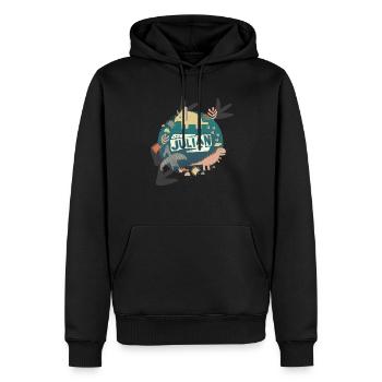 JULIAN - Beautiful boy name with cute dinosaurs - Men’s Premium Organic Hoodie - black - Front - Nico (187cm)