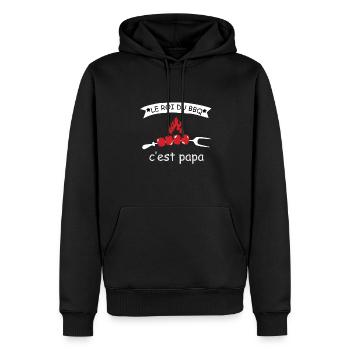 Le roi du BBQ c'est papa - Sweat à capuche Premium bio Homme - noir - Devant - Nico (187cm)
