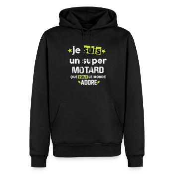 Super motard - Sweat à capuche Premium bio Homme - noir - Devant - Nico (187cm)
