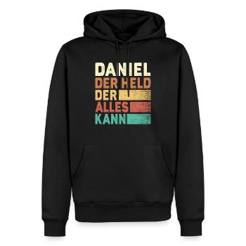 Daniel Name Geschenk - Männer Premium Bio Hoodie - Schwarz - Vorne - Nico (187cm)