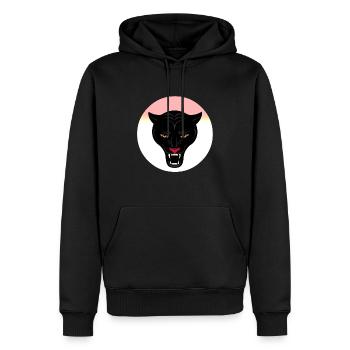 Panther Face Cute Cat Lover T-Shirt Present Gift - Men’s Premium Organic Hoodie - black - Front - Nico (187cm)
