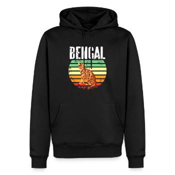 Retro Vintage Bengal T-Shirt Cat Lover Designs - Männer Premium Bio Hoodie - Schwarz - Vorne - Nico (187cm)