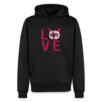 Vintage LOVE Cute Cat Lover T-Shirt Present Gift - Männer Premium Bio Hoodie - Schwarz - Vorne - Nico (187cm)