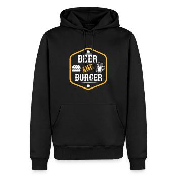 Bière et burger - Sweat à capuche Premium bio Homme - noir - Devant - Nico (187cm)
