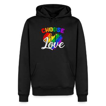 Choisissez l'amour - Sweat à capuche Premium bio Homme - noir - Devant - Nico (187cm)