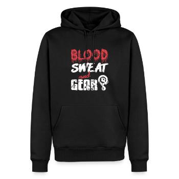 Sueur de sang et équipement T-shirt de cyclisme génial - Sweat à capuche Premium bio Homme - noir - Devant - Nico (187cm)