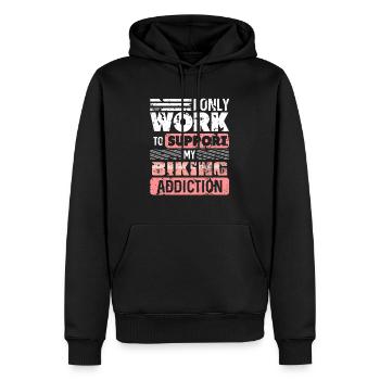 I Only Work To Support My Biking Addiction Tee - Männer Premium Bio Hoodie - Schwarz - Vorne - Nico (187cm)