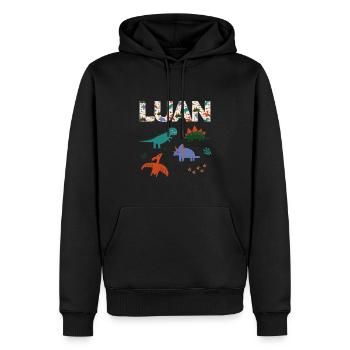 LUAN - Beautiful boy name with cute dinosaurs - Men’s Premium Organic Hoodie - black - Front - Nico (187cm)