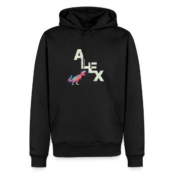 ALEX - Schöner Jungen Name mit süßen Dinosaurier - Männer Premium Bio Hoodie - Schwarz - Vorne - Nico (187cm)