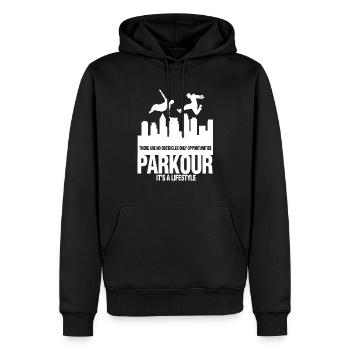 There Are No Obstacles Only Opportunities Free Run - Men’s Premium Organic Hoodie - black - Front - Nico (187cm)