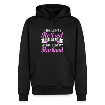 Maintenant, je travaille juste pour mon mari drôle de retraite - Sweat à capuche Premium bio Homme - noir - Devant - Nico (187cm)